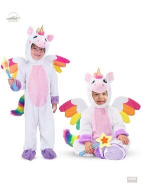 Unicorn Costume Toddler Kids Jumpsuit Wings Star Wand